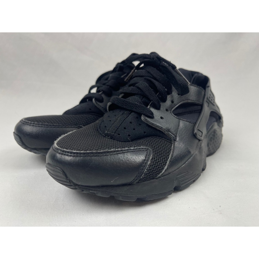 Nike Air Huarache Run Kids 6.5 Y Triple Black Good Condition 654275-016 Sneakers